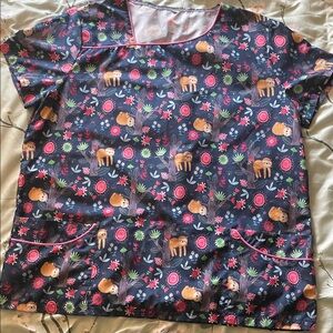 Women’s Navy Sloth Print scrub top